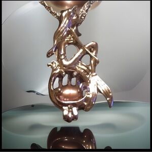 Mermaid Sterling Silver W/SaltWater Pink Pearl Locket On A Stamped925 Necklace